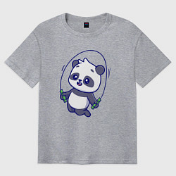 Футболка оверсайз мужская Панда со скакалкой, цвет: меланж