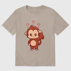 Футболка оверсайз мужская Обезьянка в замешательстве, цвет: миндальный