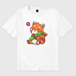 Футболка оверсайз мужская Милая красная панда, цвет: белый