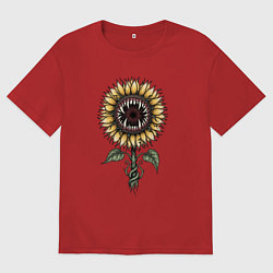 Футболка оверсайз мужская Подсолнух - монстр, цвет: красный