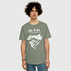 Футболка оверсайз мужская Алтайский край горы, цвет: авокадо — фото 2