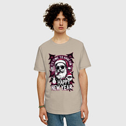 Футболка оверсайз мужская Плохой дед мороз на новый год, цвет: миндальный — фото 2