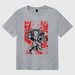 Футболка оверсайз мужская Клинок рассекающий демонов Незуко портрет, цвет: меланж