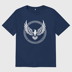 Футболка оверсайз мужская Орел стилизованый круг, цвет: тёмно-синий