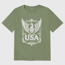 Футболка оверсайз мужская Гордый орел США, цвет: авокадо