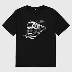Футболка оверсайз мужская Скоростной поезд, цвет: черный