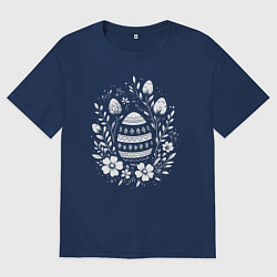 Мужская футболка оверсайз Пасхальное яйцо в цветах