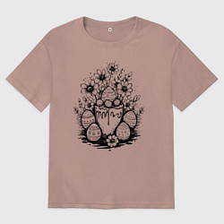 Футболка оверсайз мужская Пасхальный букет с яйцами, цвет: пыльно-розовый
