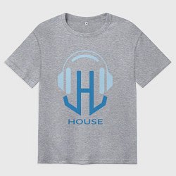 Футболка оверсайз мужская Логотип House Music, цвет: меланж