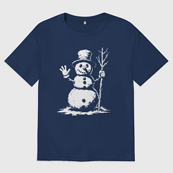 Мужская футболка оверсайз Снеговик приветливый