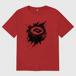 Мужская футболка оверсайз Чёрная хоккейная шайба