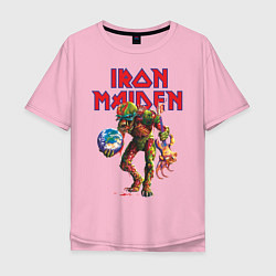 Футболка оверсайз мужская Iron Maiden цвета светло-розовый — фото 1