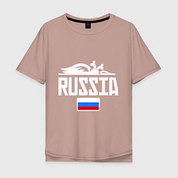Футболка оверсайз мужская Russia, цвет: пыльно-розовый