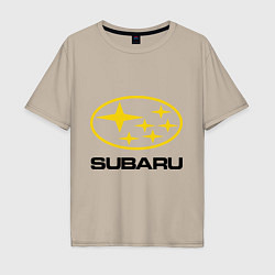 Футболка оверсайз мужская Subaru Logo, цвет: миндальный