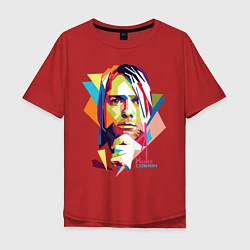 Футболка оверсайз мужская Kurt Cobain: Colors, цвет: красный