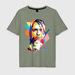 Футболка оверсайз мужская Kurt Cobain: Colors, цвет: авокадо
