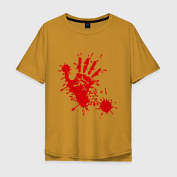 Мужская футболка оверсайз Кровавый отпечаток руки