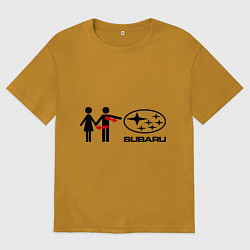 Футболка оверсайз мужская I love subaru, цвет: горчичный