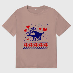 Футболка оверсайз мужская Любовь оленей, цвет: пыльно-розовый