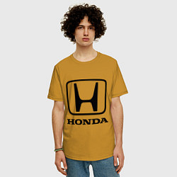 Футболка оверсайз мужская Honda logo, цвет: горчичный — фото 2