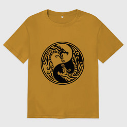 Мужская футболка оверсайз Два дракона Инь Янь