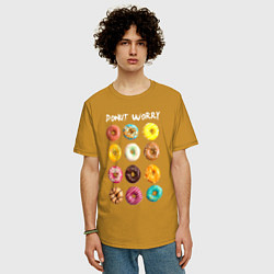 Футболка оверсайз мужская Donut Worry, цвет: горчичный — фото 2