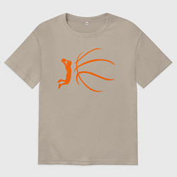 Футболка оверсайз мужская Баскетбол - это моя жизнь, цвет: миндальный