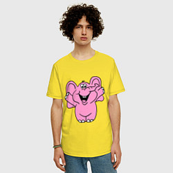 Футболка оверсайз мужская Розовый слон, цвет: желтый — фото 2