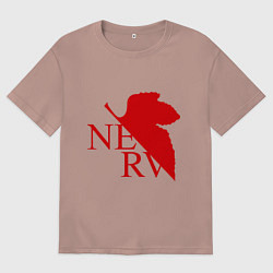 Футболка оверсайз мужская Евангелион NERV, цвет: пыльно-розовый