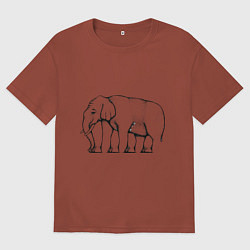 Футболка оверсайз мужская Сколько ног у слона, цвет: кирпичный