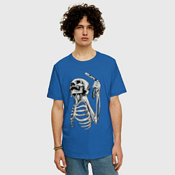 Футболка оверсайз мужская Скелет с бритвой, цвет: синий — фото 2