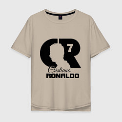 Футболка оверсайз мужская CR Ronaldo 07, цвет: миндальный