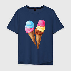 Футболка оверсайз мужская Мороженое, цвет: тёмно-синий