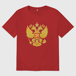 Футболка оверсайз мужская Герб России: золото, цвет: красный