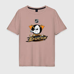 Футболка оверсайз мужская NHL: Anaheim Ducks, цвет: пыльно-розовый