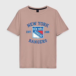 Футболка оверсайз мужская New York Rengers, цвет: пыльно-розовый