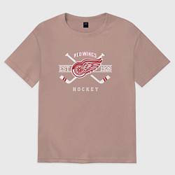 Футболка оверсайз мужская Detroit Red Wings: Est.1926, цвет: пыльно-розовый
