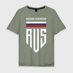 Футболка оверсайз мужская RUS: Russian Federation, цвет: авокадо