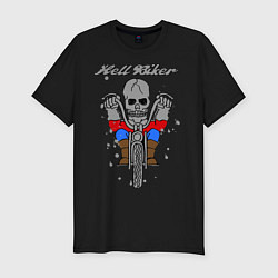 Мужская slim-футболка Скелет-байкер
