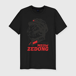 Футболка slim-fit Meow Zedong Revolution forever, цвет: черный