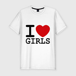 Мужская slim-футболка I love girls