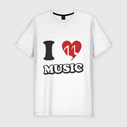 Футболка slim-fit I love music, цвет: белый