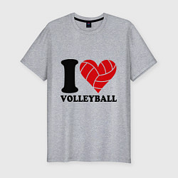 Футболка slim-fit I love volleyball - Я люблю волейбол, цвет: меланж