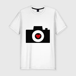 Мужская slim-футболка Фотоаппарат с сердцем