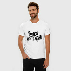 Футболка slim-fit Punks not dead, цвет: белый — фото 2