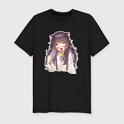 Футболка slim-fit Ahegao Meow, цвет: черный