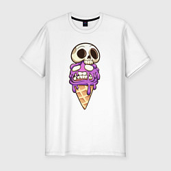 Мужская slim-футболка Мороженное череп
