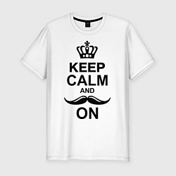 Мужская slim-футболка Keep Calm & Mustache On