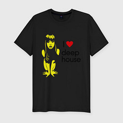 Футболка slim-fit I love deep house, цвет: черный