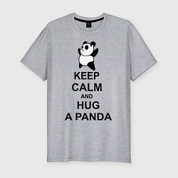 Футболка slim-fit Keep Calm & Hug A Panda, цвет: меланж